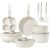 CHOLLO: YASHE cocina antiadherente de 20 piezas – Juego de ollas y sartenes con asas extraíbles, compatible con lavavajillas, apilable, ideal para familias, blanco | Oferta Amazon