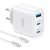 65W Cargador USB C 3 Puertos, Cargador Carga Rapida PD3.0 GAN Enchufe USBC Compatible con MacBook Pro, para iPhone 17/16/15, iPad Pro, Galaxy S25/S24, Pixel, Steam Deck DELL, Blanco con Cable Tipo C