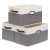 Yawinhe 3 PCS Cajas de almacenaje, Cubos de almacenaje sin tapa, Cajas de Almacenamiento Plegables, Organizador para Juguetes, Libros, Ropa (43x30x26cm, Gris/Blanco)