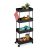 Relaxdays Carrito Auxiliar, 4 Niveles, 93 x 40 x 22 cm, 4 Ruedas, Baño, Cocina, Metal y Plástico, Carro Estrecho, Negro