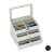 Relaxdays Caja Gafas con 18 Compartimentos, Organizador, 1 Ud, Cuero Sintético-Cristal, 22,5 x 33,5 x 19 cm, Blanco