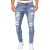 Genérico Vaqueros Pitillo Rasgados para Hombre PantalóN Vaquero Ajustados EláSticos Y Rotos Pantalones Vaqueros EláSticos De Moda Casual (Azul Claro,L)