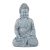 Relaxdays Estatua Buda Sentado, 30 cm, Figura Jardín, Salón, Polirresina, Resistente a Intemperie y Heladas, Gris Claro
