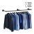 Relaxdays Barra para Colgar Ropa en Pared, diseño Industrial, 6 Ganchos en S, 183 cm, Negro