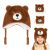 Hifot 3PCS Conjunto de Gorro y Guantes Niña, Oso Guantes Invierno Niño Gorro Invierno Niña de 3-8 Años con Orejeras, Oso Mitones Sombreros de Térmicos para Niños Regalo Navidad