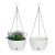 Relaxdays 2 cestas Almacenamiento XL Pack 2 Macetas Colgantes con Depósito de Agua, 67×28,5 cm, Maceteros Interior y Exterior, Plástico, Blanco