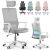 JUPPLIES Silla Escritorio Ergonomica – Silla Oficina Ajustable y Reclinable con Soporte Lumbar, Reposacabezas Ajustable, Malla Transpirable, Ruedas Giratorias 360° Soporta hasta 100kg (Gris)