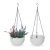 Relaxdays Almacenamiento, Juego de 2 Unidades Pack 2 Macetas Colgantes con Depósito de Agua, 54×18,5 cm, Maceteros Interior y Exterior con Indicador, Blanco, Hierro