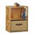 relaxdays Estantería con Cesta de almacenaje, Madera, Dos estantes, Caja Plegable, 54 x 42 x 49 cm, 1 Ud., Marrón