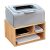 Relaxdays Soporte Impresora para Escritorio, 3 Compartimientos, Estante Organizador, 22 x 40 x 30 cm, Bambú, Natural