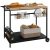 Outsunny Camarera con Ruedas de Madera Carro de Servicio con 2 Estantes 2 Cestas Metálicas y Soportes para Botellas para Jardín Terraza Patio 97,5x65x81 cm Natural y Negro
