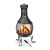 Relaxdays Chimenea Jardín, Brasero, Atizador, Rejilla Protectora, Chimenea Exterior, 89 cm Altura, Terraza y Patio, Gris
