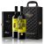 «La vida está hecha para buenos amigos y grandes vinos» Mensaje en una Botella. Estuche-Maletín de LUJO 2x Vino Tinto Premium Reserva 12 Meses y Set de 4 Accesorios. Etiqueta Amarilla PERSONALIZABLE
