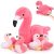 MorisMos Peluche de Flamenco, 45 cm Flamenco Mamá con 4 Kawaii Bebés, Realistas Animales de Peluche Grandes Juguetes Regalos para Niñas, Niños, Novias, Navidad Decoración de Cumpleaños