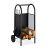 Relaxdays Leñero con accesorios de chimenea, Soporte portátil, Pala para cenizas, Cepillo & Atizador, Negro