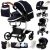 Aveainelle Cochecito 3 en 1 de Piel PU, Trío de Viaje Reversible Para Bebé, Cochecito Plegable con Un Solo Clic y Accesorios Completos, Modos de Freno Dual para Ruedas Delanteras y Traseras (YG)
