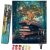 Bougimal Painting By Numbers adultos paisaje sin Marco incluyendo pinceles y pinturas acrílicas – 40 x 50 cm, Árbol mágico