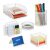 Relaxdays Organizador Escritorio 7 Piezas Rejilla Metal, Bandeja Documentos, Caja Pósits, Soporte Cartas, Clips, Blanco
