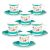fanquare Flores Verdes Tazas de Té y Plato Juegos de 6 Bone China Vintage Espresso Taza de café con adornos de oro Elegante Tarde de Té Set de Porcelana Servicio de Té Regalos 80ml