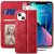 YATWIN Funda compatible con iPhone 13, funda tipo cartera de cuero con cierre magnético con ranura para tarjetas y función a prueba de golpes, compatible con iPhone 13, color rojo