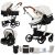 Nine point nine Cuero PU Carrito Bebe 3 en 1, Carricoche Bebe 3 Piezas con Capazo Cómodo, Carro bebé 3 Piezas Empuje Bidireccional Reversible, Cochecito bebé Marco Aleación Aluminio (L518 White)